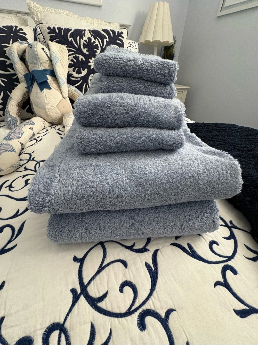 Vintage Ralph Lauren Soft Light Blue Plush Towel Set